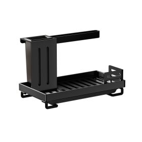 Kitchen Storage Rack Cloth Drain Rack No Punching (Color: Black)