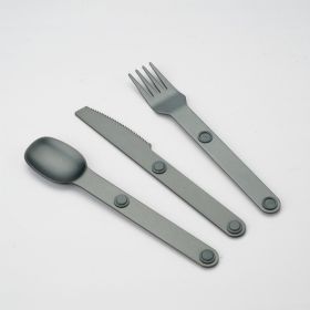 Household Outdoor Magnetic Aluminum Alloy Knife, Fork And Spoon Three-piece Set Combination (Option: Gray-PP Bag)