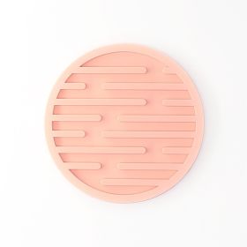 Striped Round Silicone Coaster Set (Option: Nordic Pink-6 Pad Bags)