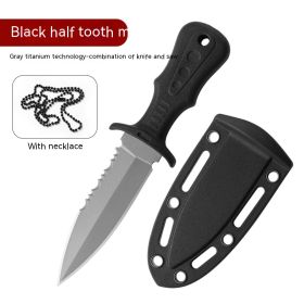 Outdoor Knife Straight Knife Camping Portable Fruit Knife (Option: Gray Blade Black Handle Half-121)