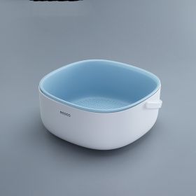 Washbasin Multi-functional Kitchen Double Layer Drain Basket (Option: Blue-Large)