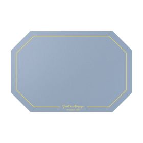 Octagonal Leather Placemat Waterproof Household Table Mat Heat Proof Mat Placemat (Option: Mist Blue)