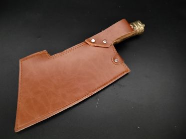 Bone Cutting Knife Integrated Copper Handle Bone-cutting Knife No Rust (Option: Leather Case)