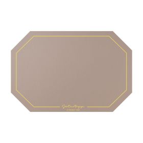 Octagonal Leather Placemat Waterproof Household Table Mat Heat Proof Mat Placemat (Option: Beige Apricot)