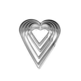 5-piece Stainless Steel Biscuit Mold Love Heart-shaped Valentine's Day (Color: White)