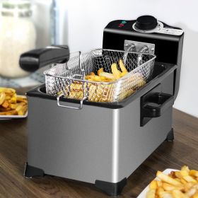 Household 3L French Fries Electromechanical Fryer (Option: Silver-EU)