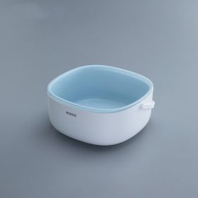 Washbasin Multi-functional Kitchen Double Layer Drain Basket (Option: Blue-Small)