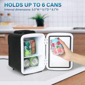 Simple Deluxe Mini Fridge, 4L/6 Can Portable Cooler & Warmer Freon-Free Small Refrigerator Provide Compact Storage for Skincare, Beverage, Food, Cosme (Color: as Pic)