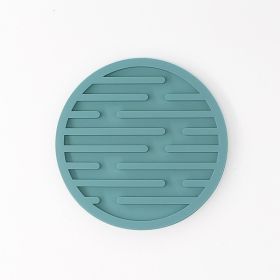 Striped Round Silicone Coaster Set (Option: Nordic Green-6 Pad Bags)